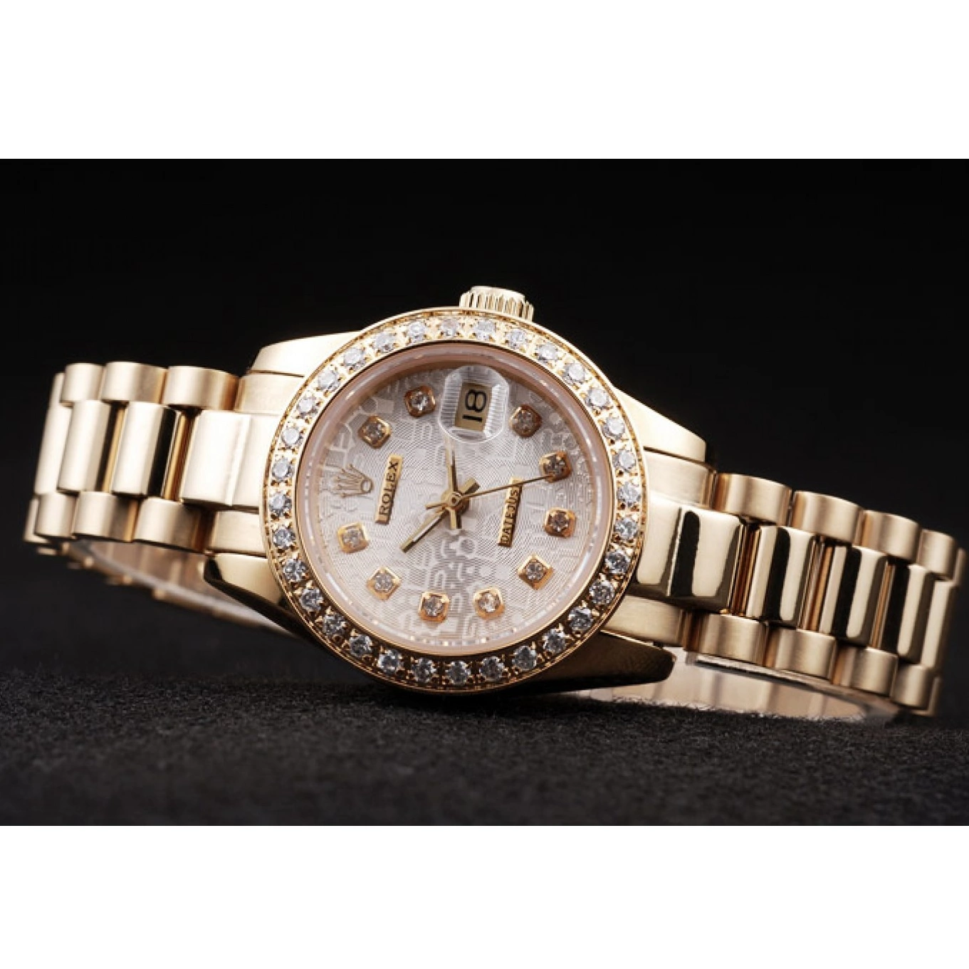 Aaa replica watch Gold Steel Datejust Yellow 98076 Plated Rolex Stainless Diamond 18k Plated 0817